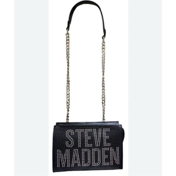 Steve Madden Bjayda studded crossbody purse bag black chain strap new - Picture 2 of 12
